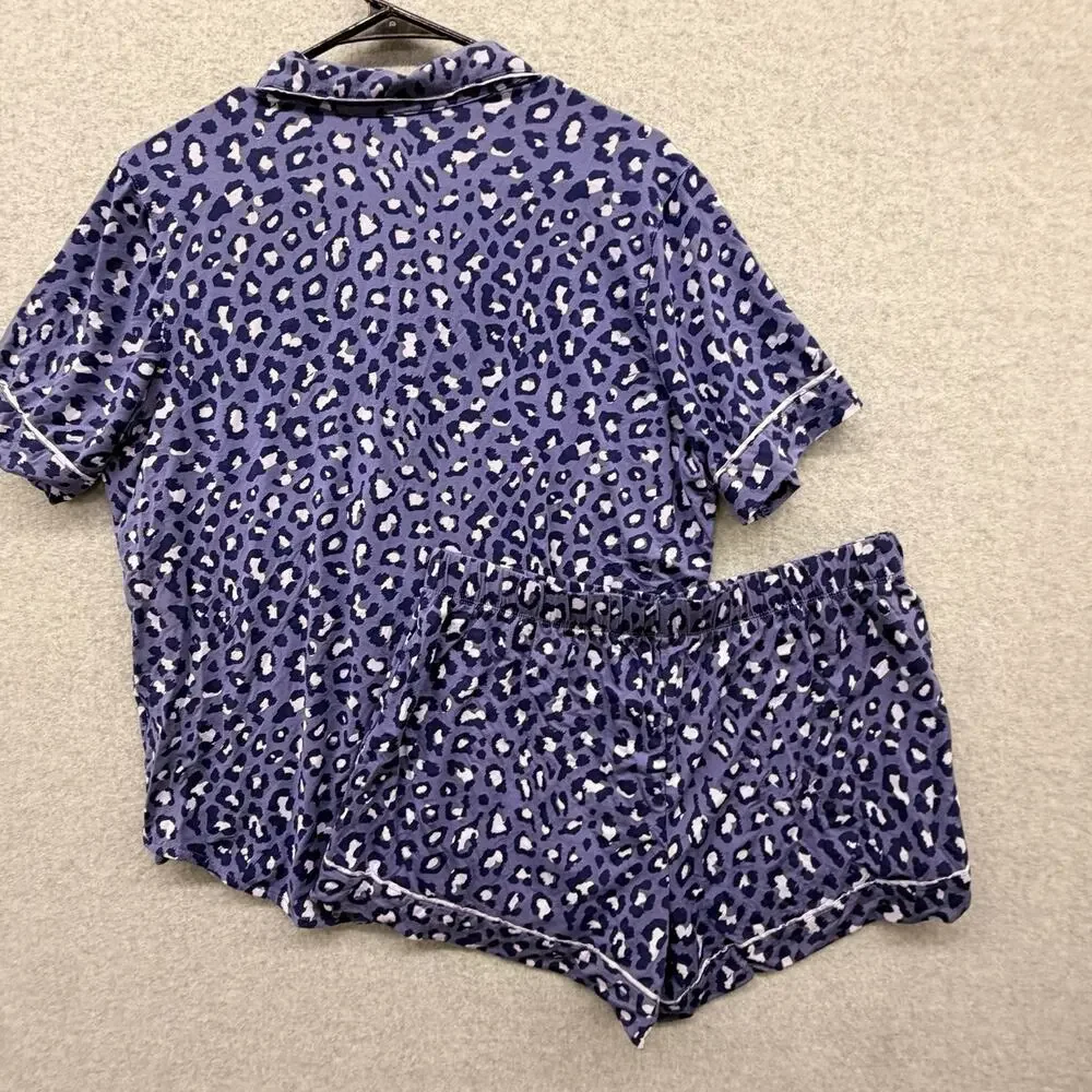 Heavenly by Victoria’s Secret Pajama Set Women M Blue Animal Print Top & Shorts - Picture 4 of 4